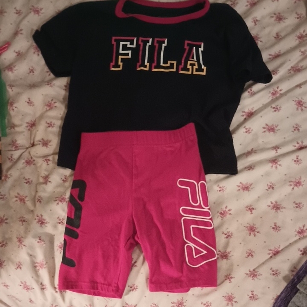 Fila Black and Red Short Set